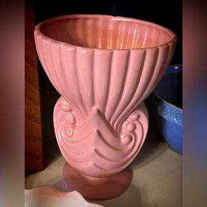 Vintage Haeger Pink Swoop Art Decco Pottery Vase MCM Ceramic USA Decor